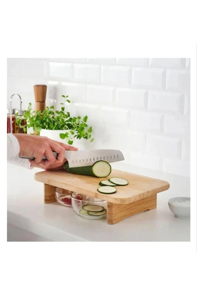 UCR HOME Ayaklı Bambu Doğrama Kesim Tahtası & Sunum Standı 32cmx22cm ürün görseli 1