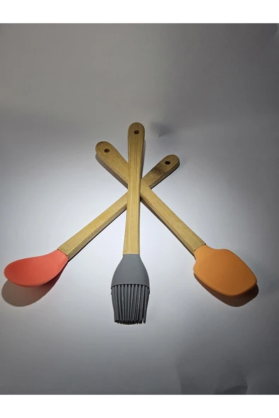 WISEM 5 Parça Mini Silikon Kaşık Spatula Fırça Seti - Resim 2