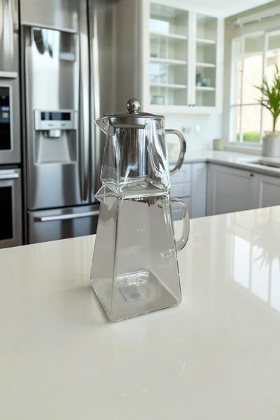 UCR HOME Borosilikat Isıya Dayanıklı Cam Kare Demlik Cici Kare Çaydanlık 1650 ML ürün görseli 1