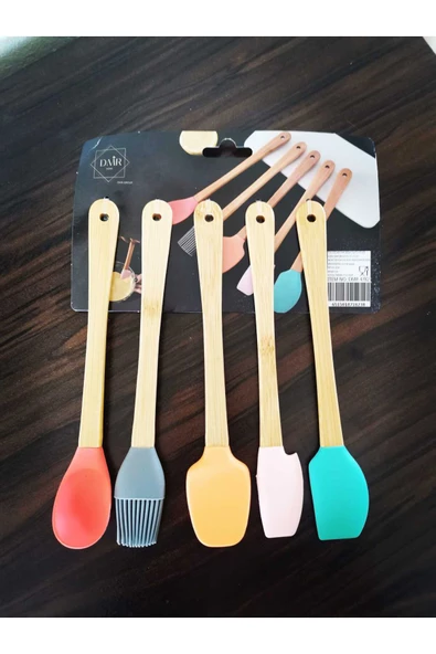 WISEM 5 Parça Mini Silikon Kaşık Spatula Fırça Seti ürün görseli 1