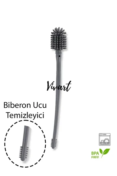 Vivart Tr' de Tek Biberon ve Biberon Ucu Temizleme Fırçası Silikon Şişe Yıkama Fonksiyonlu Uzun Saplı ürün görseli 1