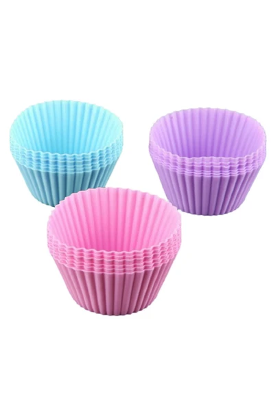 Pasta Silikon Cupcake Mini Kek Kalıbı 12 Adet - Resim 3