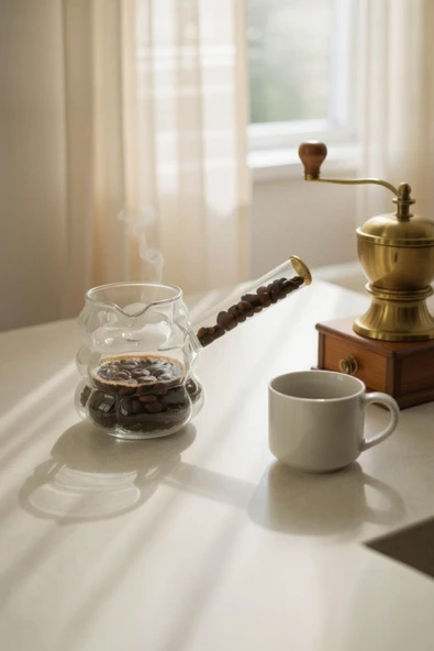 UCR HOME Üzüm Desen Balon Kahve Süt Cezvesi Isıya Dayanıklı Cam Kahve Çekirdekli Kulplu 400 ML ürün görseli 1