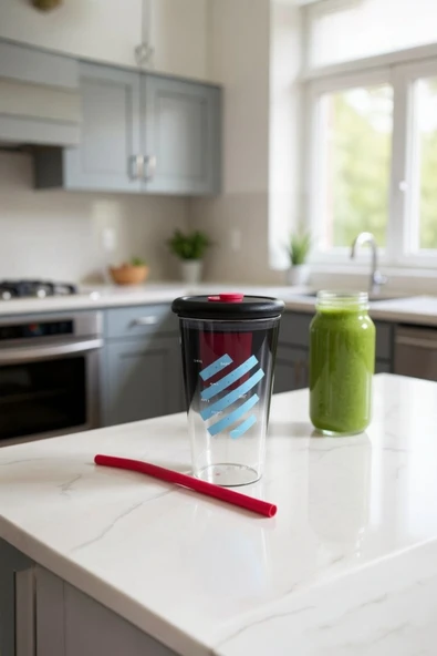 UCR HOME Cam Su Şişesi Su Matarası Süzgeçli Suluk Pipetli Tıpalı Detoks Spor Kamp Yoga 800 ML ürün görseli 1