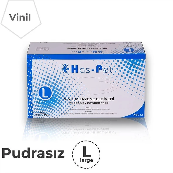 Haspet Pudrasız Vinil Eldiven L Beden ürün görseli 1