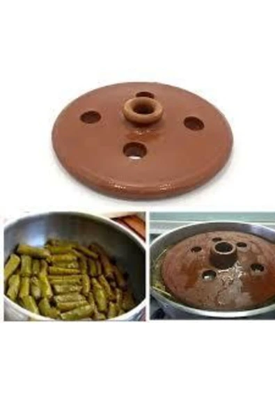 DERMNESS Sırlı Toprak Kiremit Dolma Sarma Taşı Kapağı Küçük Boy 18 Cm Kiremit Dolma Taşı Yaprak Sarma Taşı ürün görseli 1