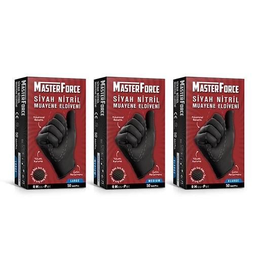 MasterForce Siyah Nitril L Beden Eldiven 50 li - Resim 3