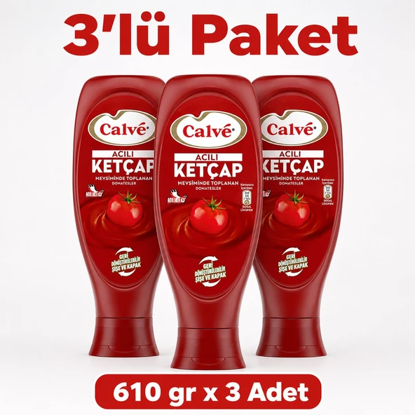 Calve Acılı Ketçap 610 gr x 3 Adet ürün görseli 1