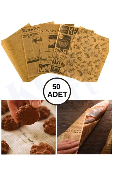 UCR HOME 50 Adet  Kendinden Gazete Desenli Sunum Kağıdı  (5 Farklı Desen) ürün görseli 1