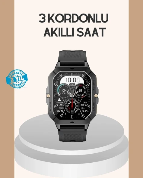 3 Kordonlu Akıllı Saat Uzun Pil Süreli ürün görseli 1