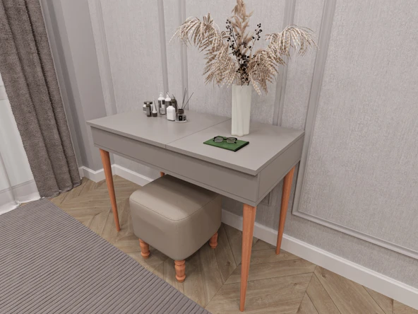 Lüks Aynalı Makyaj Masası %100 MDF Takı Aksesuar Oda Düzenleyici Organizer MAM01  KÜL GRİ ürün görseli 1