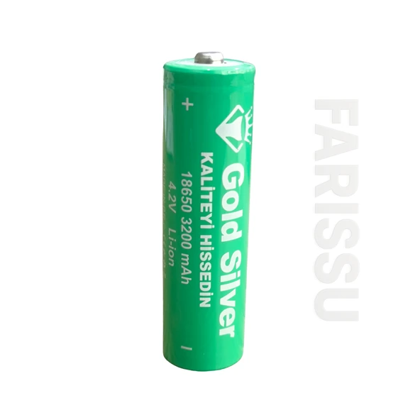 Gold Silver 18650 El Feneri ve Kafa Lambası İçin Şarj Edilebilir Li-ion Pil - 3200 mAh 4.2V (3 Adet) ürün görseli 1