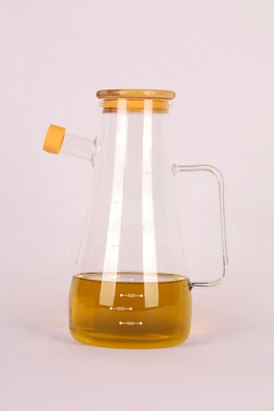 Tekbir Bambu Kapaklı 900ml Borosilikat Cam Yağlık ürün görseli 1