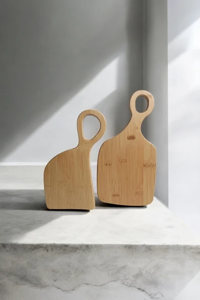 UCR HOME Bambu İkili Ekmek Peynir Sebze Kesme Tahtası Sunumluk Pinterest Dekoratif 2li ürün görseli 1