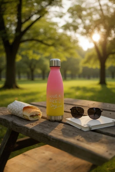 UCR HOME Renkli Motivasyon Su Matarası Suluk Spor Su Şişesi Detoks Kamp Yoga Sert Plastik 650 ML ürün görseli 1
