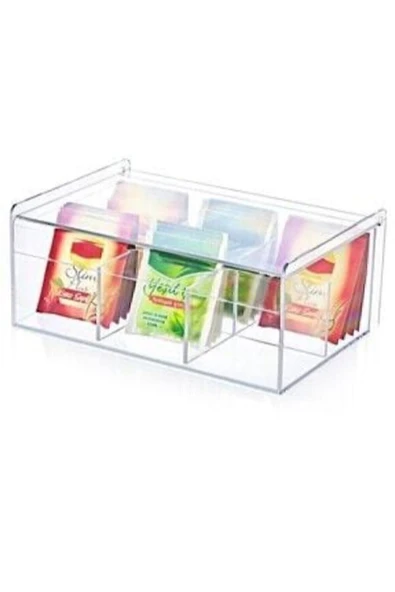 Organizer UCR HOME Çay Kutusu 6bölmeli Kapaklı Poşet Bitki Çayı Saklama Kabı ürün görseli 1