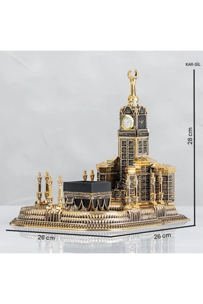 YAĞMUR CAN Mescid-i Haram Altın Boyut: 26x26 Boy:28 Cm. Saat Çalışır Durumda (TESCİLLİ MARKA) ürün görseli 1