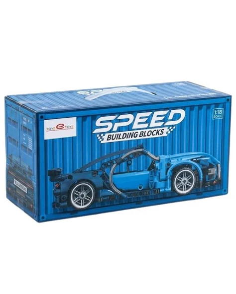 Toys e Toys Speed Building Blocks 1:18 Ölçek Çek Bırak Mavi Yarış Arabası Yapı Blok Seti 423 Parça 9055-5 ürün görseli 1