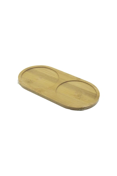 2 BÖLMELİ OVAL AHŞAP BAMBU YAĞDANIK ALTLIK 12X24X0.8CM (5491)