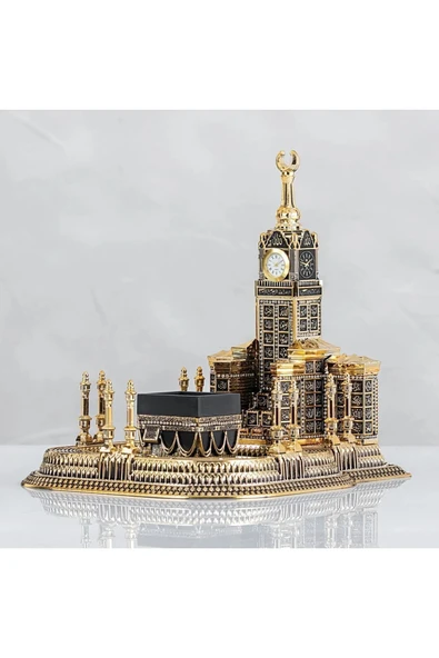 UCR HOME Mescid-i Haram Altın Boyut: 26x26 Boy:28 Cm. Saat Çalışır Durumda ürün görseli 1