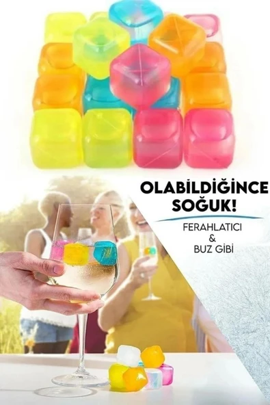 HİROS'H 12'li Tükenmez Renkli Buz Kalıbı Silikon Buz Küpü Soğutucu 28 x 4 Silikon CN ürün görseli 1