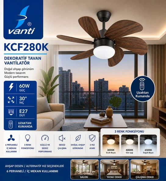 KCF280K AVIZELI VANTILATOR 60W KUMANDALI ürün görseli 1