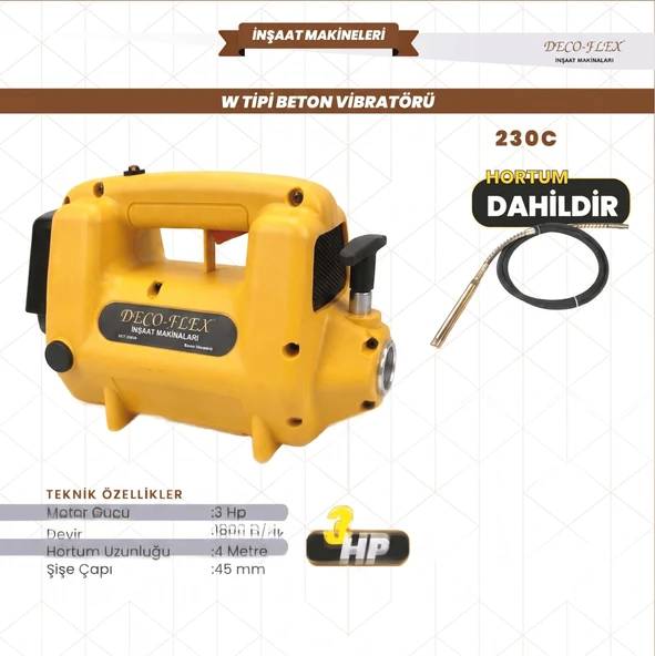 Decoflex Beton Vibratörü 3 Hp. 18000 D/dk W.tipi Yeni Model ürün görseli 1