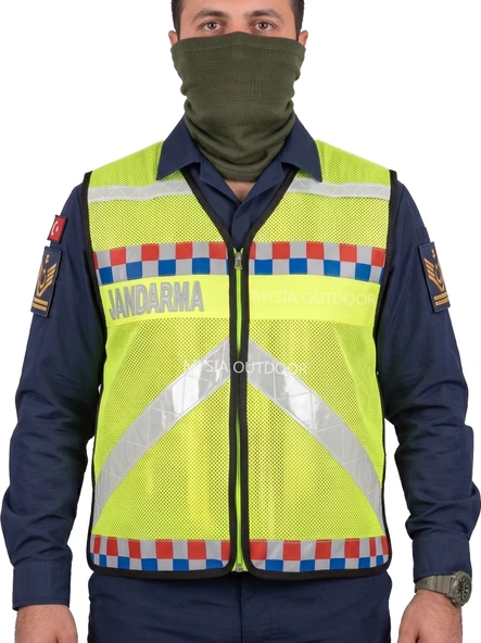 JANDARMA ASAYİŞ TRAFİK FOSFORLU SARI FİLELİ YELEK ürün görseli 1