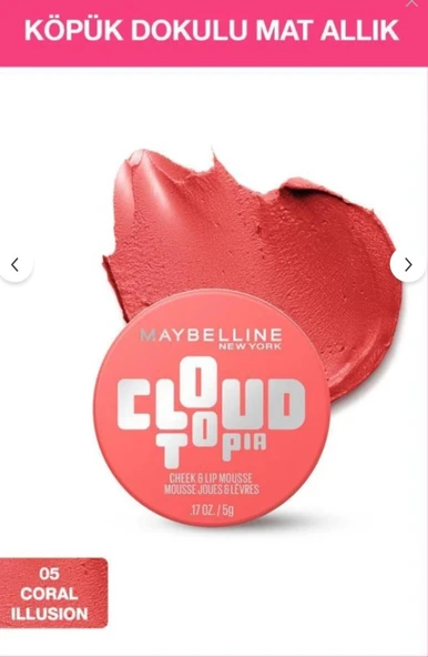 Maybelline New York Cloudtopia Köpük Dokulu Mat Allık & Ruj 05 Coral Illusion ürün görseli 1