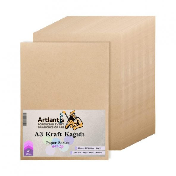 A3 Kraft Kağıt 80 Gr 50 Adet Artlantis Kraft Saman Kağıt 50 Adet ürün görseli 1