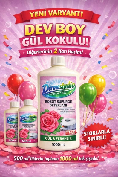 Gül Kokulu Romantik Robot Süpürge Yüzey Sıvısı,Robot Süpürge Deterjanı Mop Sıvısı 1000 Ml Dev Boy ürün görseli 1
