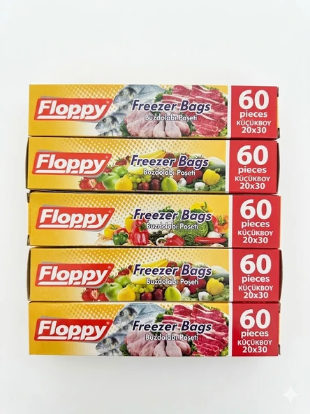 ŞeyliŞeyler - Floppy Buzdolabı Poşeti Küçük Boy 20x30 cm 60'lı 5 Paket ürün görseli 1