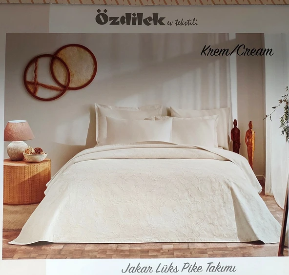 Özdilek Rf -Krem- Jakar Lux (Z) Çift Kişilik Pike Takımı (4 Yastık Kılıflı) ürün görseli 1
