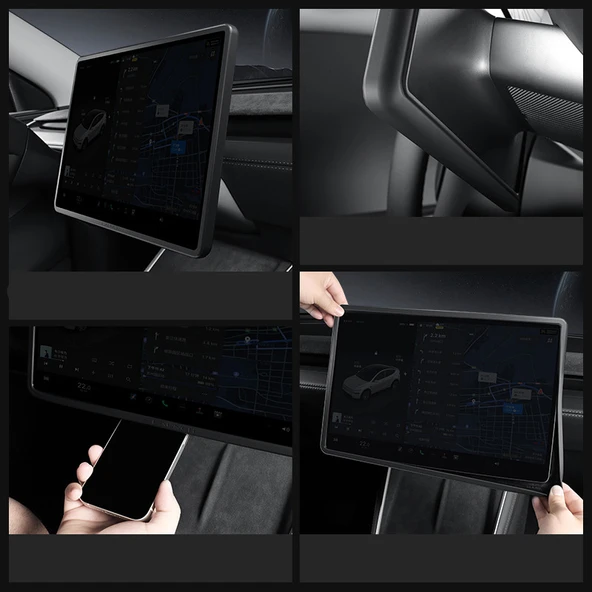 TESLA MODEL Y JUNİPER İÇİN UYUMLU SİLİKON EKRAN KORUYUCU ÇERÇEVE SİYAH ürün görseli 1