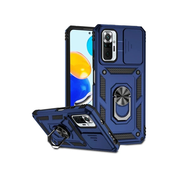 Xiaomi Redmi Note 10 Pro Kılıf Pars Lens Yüzüklü Silikon - Lacivert ürün görseli 1