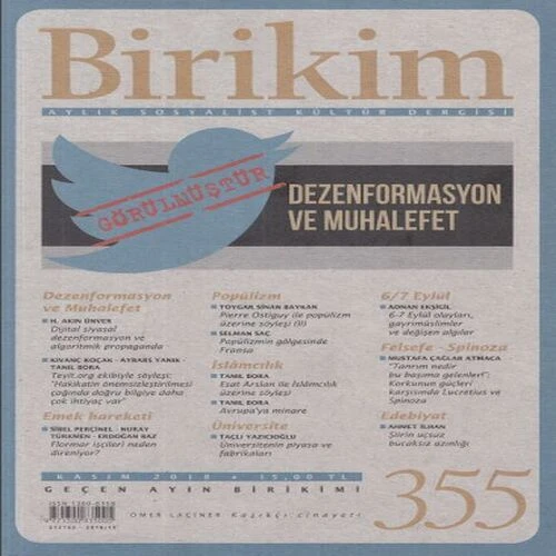 Birikim Aylık Sosyalist Kültür Dergisi Sayı: 355 Kasım 2018 ürün görseli 1