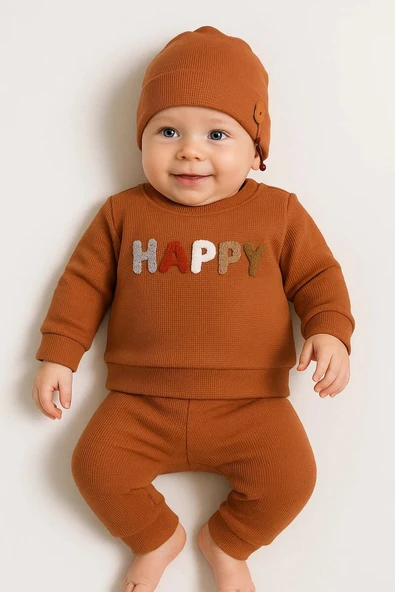 Happy Nakışlı 2'li Pamuklu Erkek Bebek Takım ürün görseli 1