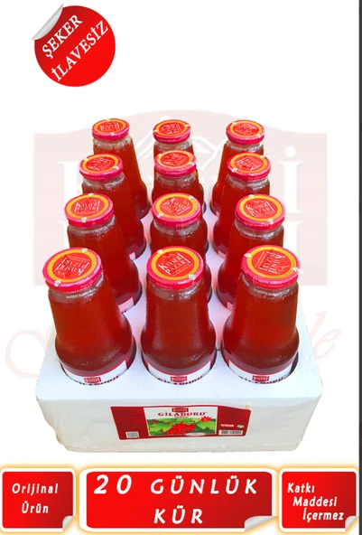 Kayseri Pazarı Gilaburu Suyu Nektarı 20 Gün Kullanım 1 L x 12 Adet Şeker ilavesiz ürün görseli 1