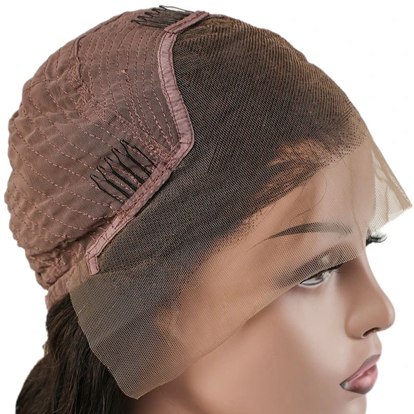 Gerçek Front Lace Tül Peruk / Afro Dalgalı / Bakır 70/75cm - Resim 2
