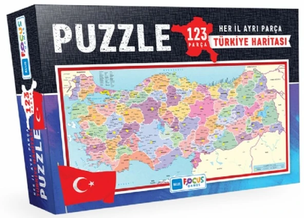 Blue Focus Türkiye Haritası Kutulu - Puzzle 123 Parça ürün görseli 1