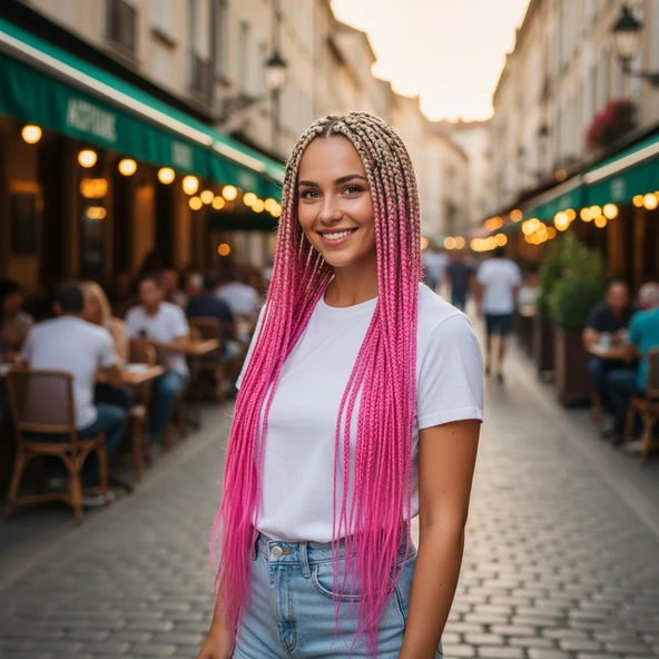 Afrika Örgüsü Ve Rasta İçin Sentetik Ombreli / Platin / Pembe ürün görseli 1