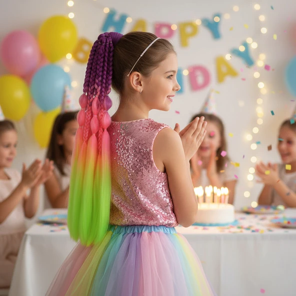Balon ve Düz Salaş Örgülü Lastikli At Kuyruğu / ACM21 ürün görseli 1