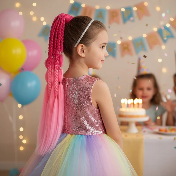 Balon ve Düz Salaş Örgülü Lastikli At Kuyruğu / ACM10 ürün görseli 1