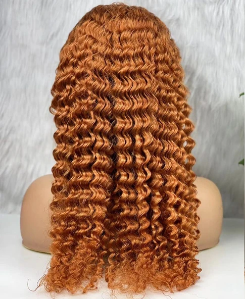 Gerçek Front Lace Tül Peruk / Afro Dalgalı / Bakır 70/75cm - Resim 6