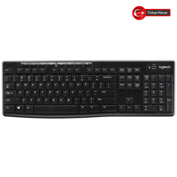 K270, Siyah, 920-003761, Kablosuz, Türkçe Q, Multimedya Klavye