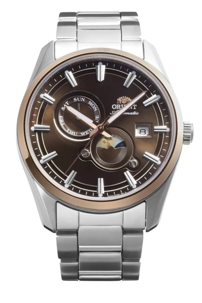 ORIENT Sun&Moon RA-AK0313Y30B Kurmalı Otomatik Çelik Gri Kahverengi Kadran Safir Cam 42 mm Erkek Kol ürün görseli 1