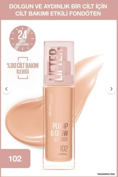 Maybelline New York Lifter Niasinamid ve Hyalüronik Asit İçeren Aydınlatan Fondöten - 102 ürün görseli 1