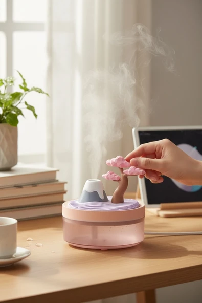 EG75 Ağaç Model Hava Nemlendirici Buhar Makinesi ve Aroma Difüzörü 320ML. Kapasiteli Buhar Makinesi Oda ürün görseli 1