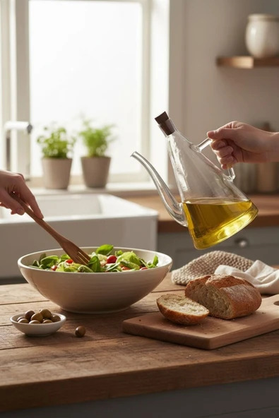 EG75 500ml. Mantar Kapaklı Şeffaf Cam Yağdanlık Borosilikat Cam Zeytinyağı ve Sirkelik Şişesi ürün görseli 1