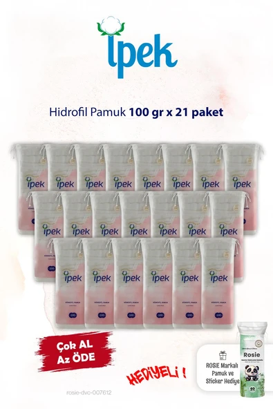 21 Paket x 100 gr. İpek Hidrofil Pamuk ve ROSIE ürün görseli 1